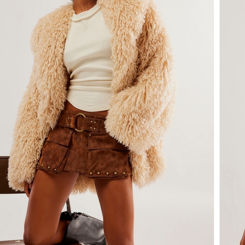 Free people brown suede mini skort